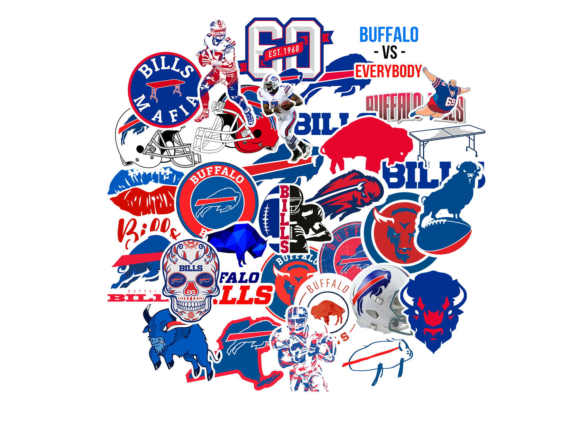 32pcs Buffalo Bills Sticker Pack for Kids Teens Adults Fans